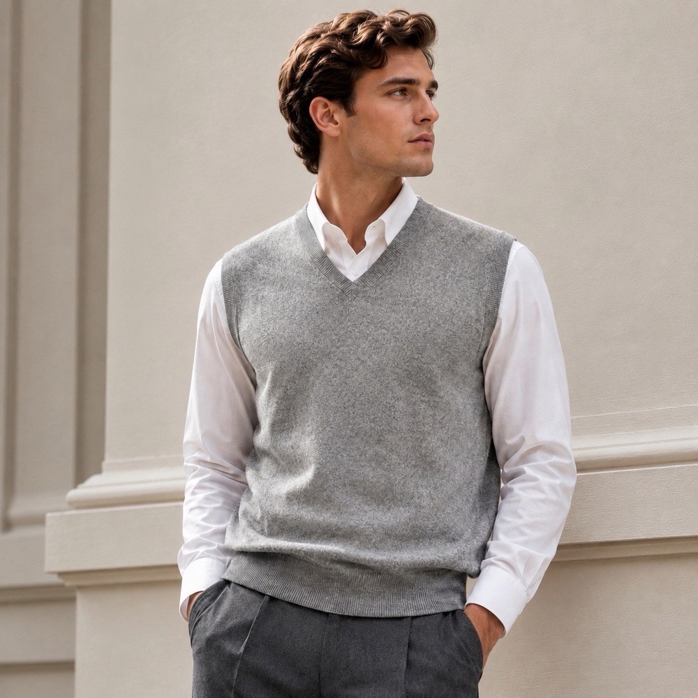 Joseph & Lyman 100% Cashmere Sweater Vest Men's Size Large Gray V-Neck Soft